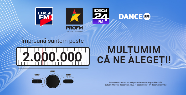 Posturile radio din portofoliul DIGI, în topul preferințelor, cu peste 2 milioane de ascultători zilnic