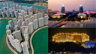 clădiri din Ocean Flower Island, un arhipelag artificial construit de China