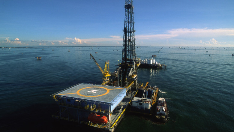 One of many jachup oil rigs on Lake Maricaibo in Venezuela