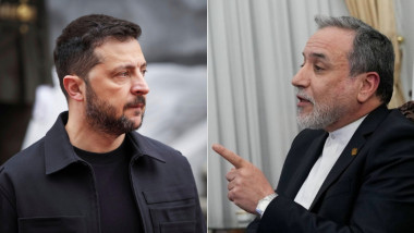 Volodimir Zelenski și Abbas Araghchi.