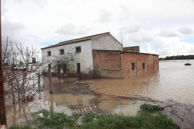 Flood of the Guadalquivir through Coria, Seville.