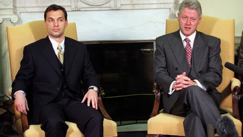 Viktor Orban și Bill Clinton, fotografie din 1998