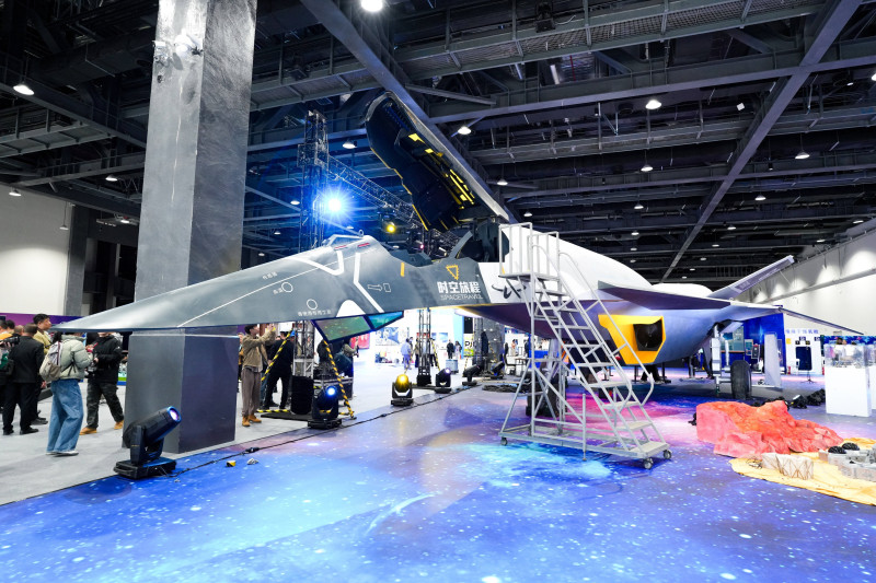 BEIJING, CHINA - MARCH 27: The model of Baidi (literally white emperor) aerospace fighter, a star exhibit from the Chine