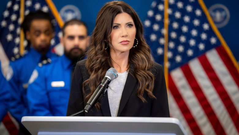 Secretary of Homeland Security Kristi Noem holds a press conference at Miami International Airport in Miami, Fla., Jan. 31, 2026. (DHS photo by Tia Dufour)