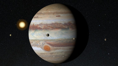 Jupiter and Galilean moons, illustration