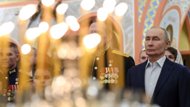 Russia'S President Putin At Christmas Service Outside Moscow