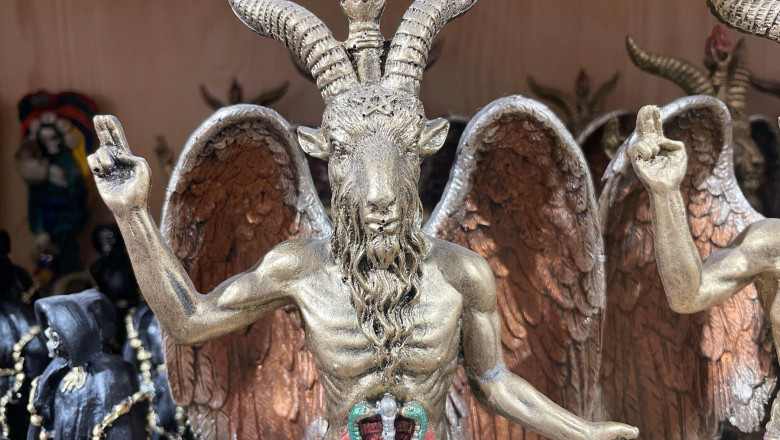 Statue of Baphomet, frequently identified as a demon or satan, and a symbol of Satanism