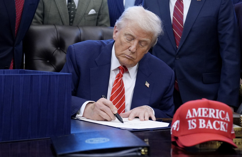 President Donald Trump participates in a bill signing at the White House