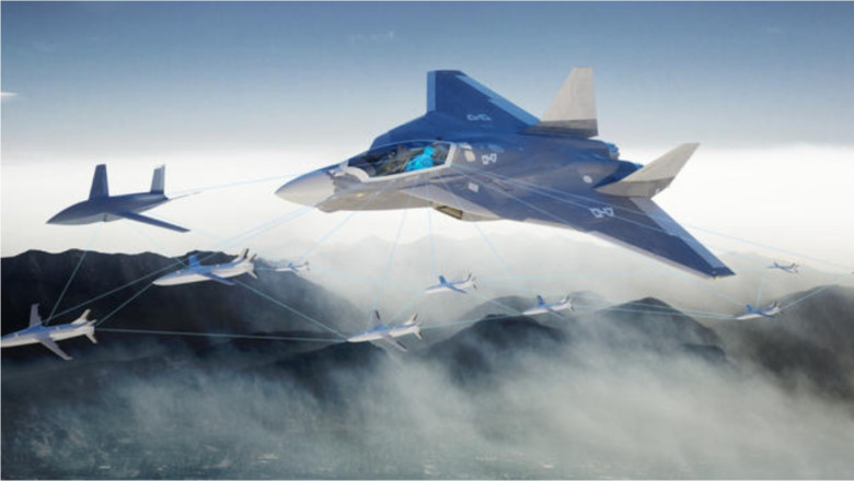 ilustrație cu avionul FCAS dezvoltat de Dassault Aviation și Airbus