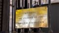 Close-up of the brass plate at the entrance to the French government's Ministry for Europe and Foreign Affairs, located Quai d'Orsay in Paris, France