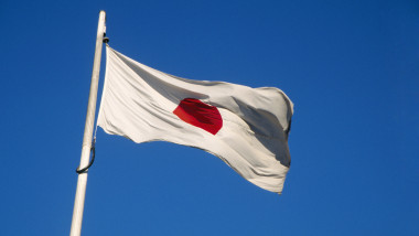 The Red Sun Japanese nationa flag of japan in wind
