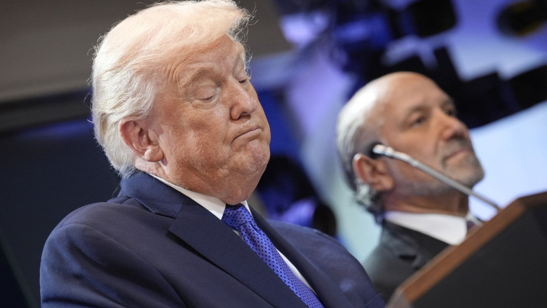 US President Donald Trump holds a press conference at the White House