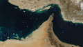 Strait of Hormuz, a strait between the Persian Gulf and the Gulf of Oman, seen from space - Elements of this image furnished by NASA
