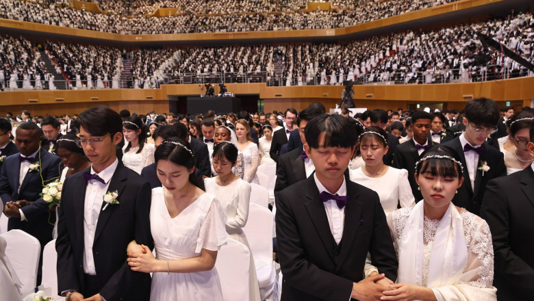 Mass wedding ceremony at Cheongshim Peace World Center in Gapyeong, South Korea