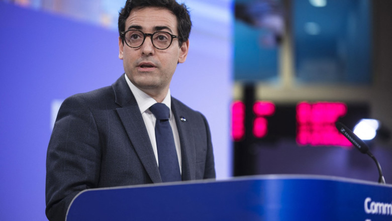 Stéphane Séjourné Press Conference On Industrial Accelerator Act - Brussels