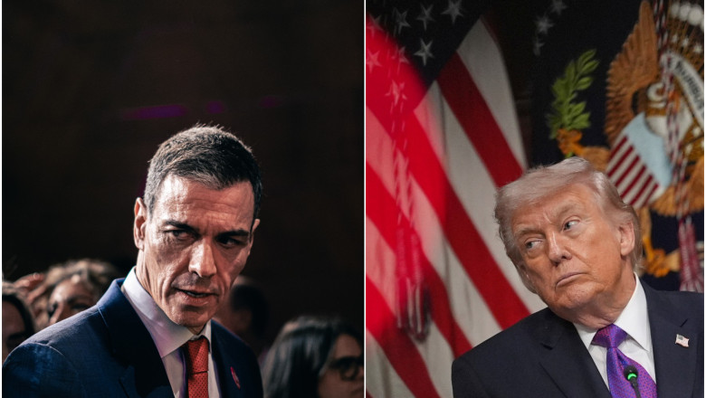 Pedro Sanchez (stânga), Donald Trump (dreapta).