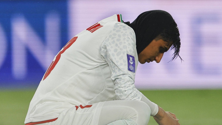 Fatemeh Amineh 13 IR Iran looks dejected during the Womens Asian Cup match between Islamic Republic of Iran and Australia at the Gold Coast Stadium on March 05 2026