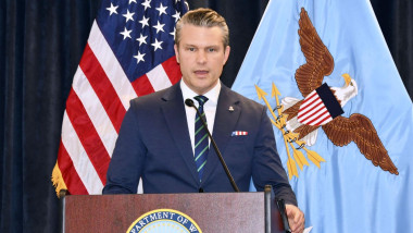 U.S Defense Secretary Hegseth meets press
