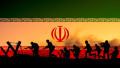 Conceptual image of war between Israel and Iran, using flag, sunset and silhouette