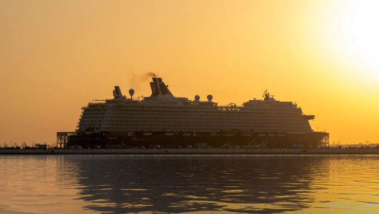 Cruise Ship Mein Schiff 4 arrives in Old Doha Port Mina District Doha Qatar