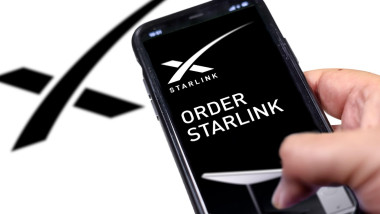 Redmond, Washington, USA, November 2021: ordering a Starlink product using a smart phone. Starlink (SpaceX) is a satellite communications system