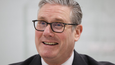 Britain's Prime Minister Starmer meets student researchers at Tyndall National Institute in Cork