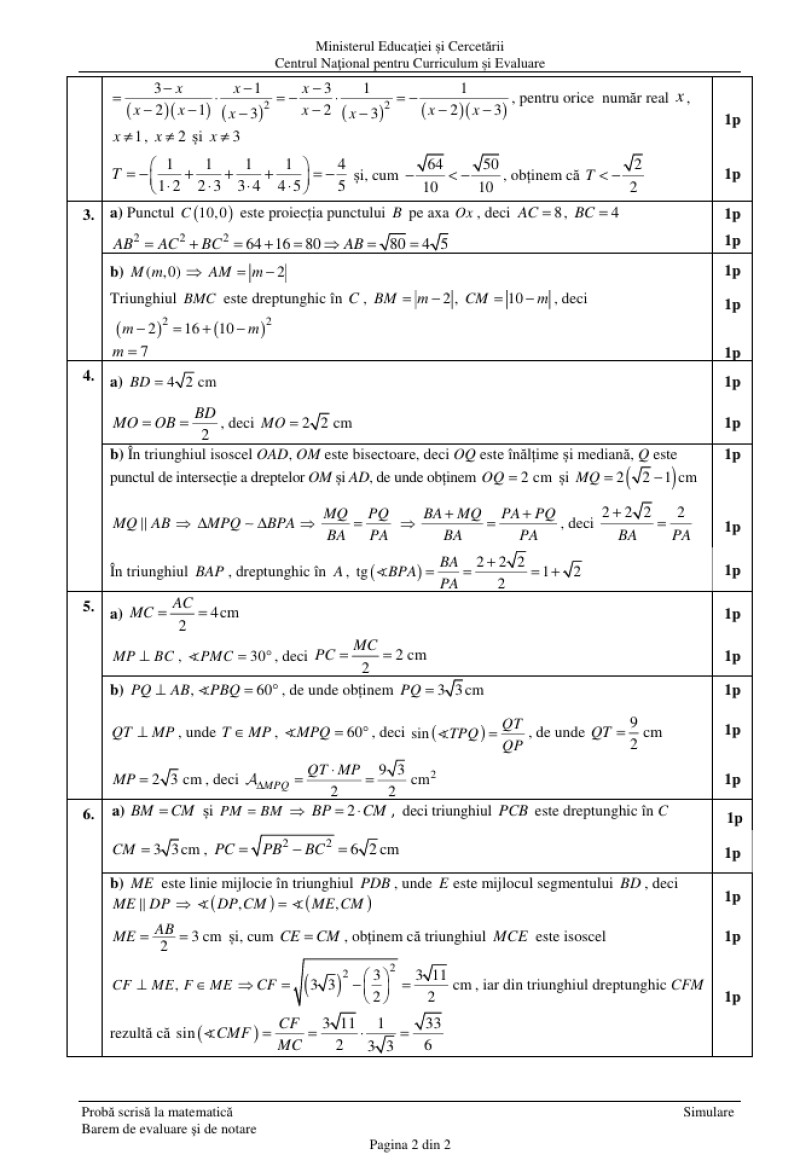 Barem de corectare matematică, pagina 2