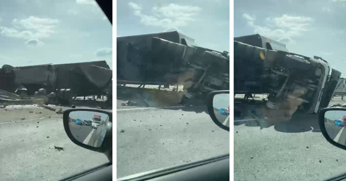 Accident pe A3: camion răsturnat, trafic restricționat