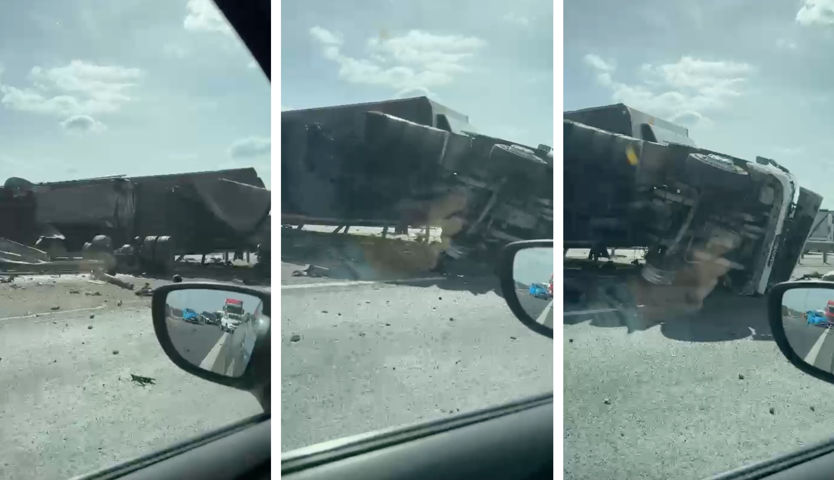 Un camion s-a răsturnat pe Autostrada A3 după ce i-a explodat o anvelopă. Circulația e restricționată, anunță autoritățile