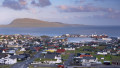 Torshavn and harbour, Nolsoy in the distance, Streymoy, Faroe Islands (Faroes), Denmark, Europe