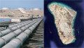 instalații de încărcare a petrolului pe insula Kharg, Iran / imagine din satelit cu insula Kharg