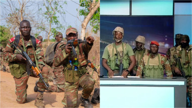 soldați din armata din Benin / complotiștii care au pus la cale lovitura de stat eșuată din Benin, la televiziunea de stat