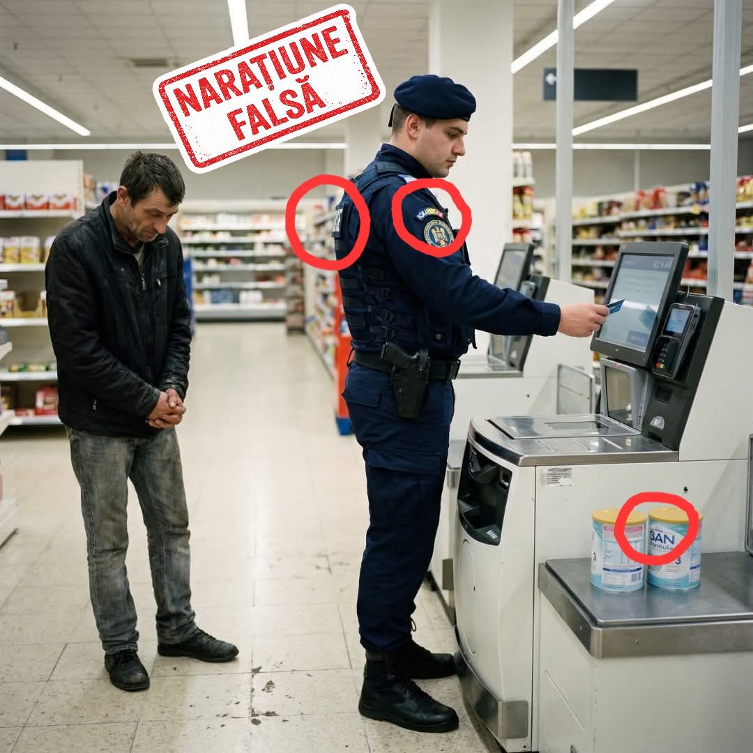 Fake news viral demontat de autorități: Un jandarm a plătit din banii lui laptele pe care un bărbat a încercat să-l fure din magazin