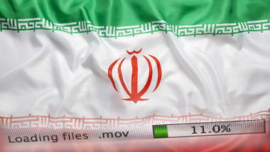 Downloading files on a computer, Iran flag