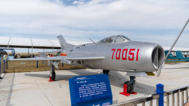 avion j-6 CHANGCHUN, CHINA - SEPTEMBER 19: A modified pilotless J-6 aircraft sits on static display during the 2025 aviation open-