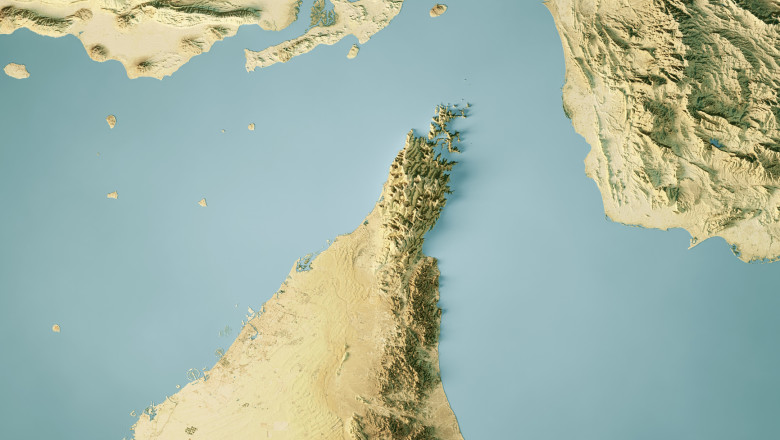 stramtoarea ormuz din satelit randare 3D