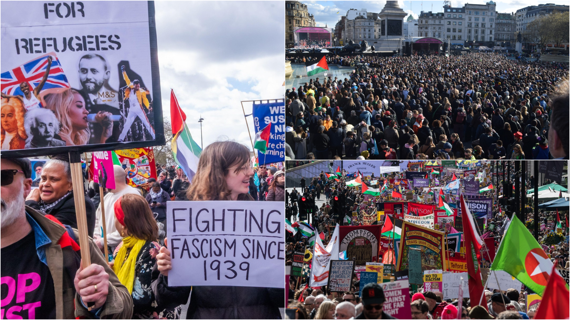 Protest masiv la Londra împotriva extremei drepte. Organizatorii anunță jumătate de milion de oameni, estimări mai mici ale poliției