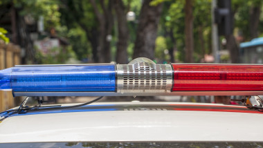 police car siren, closeup without car, closeup