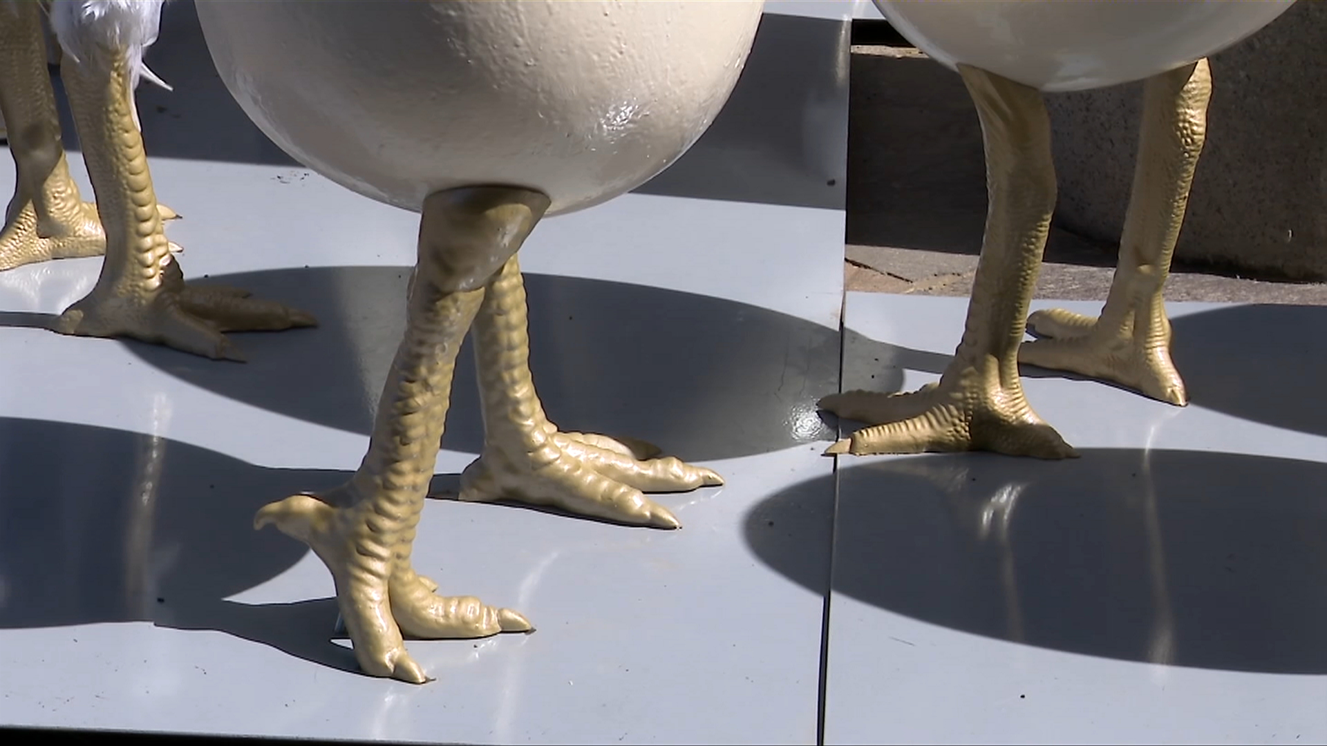 „Ouăle cu picioare” au declanșat un scandal la Timișoara, după ce au fost amplasate lângă o statuie. Conflict între artist și Primărie