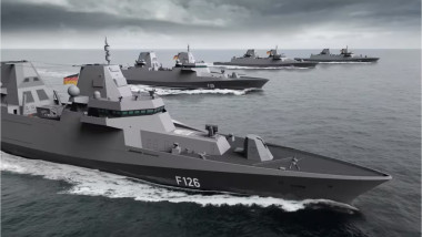 ilustrație cu fregata F126, proiect dezvoltat pentru marina militară a Germaniei