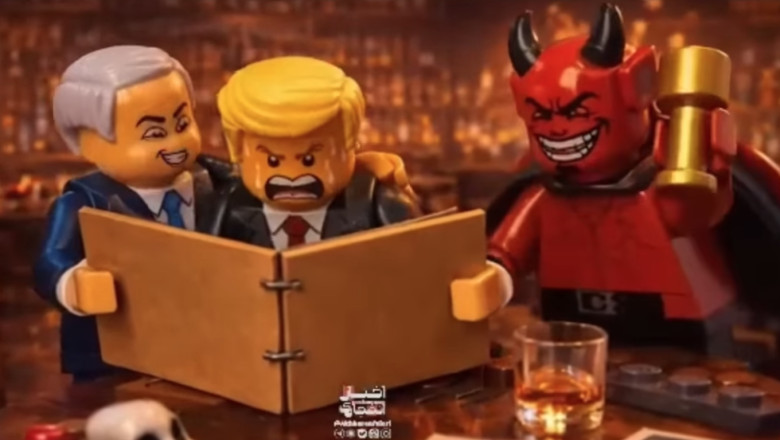 piese lego cu figura lui trump si satan