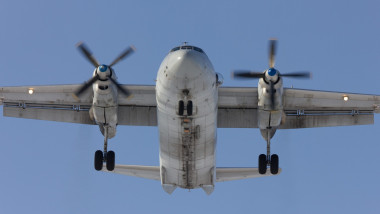 Aircraft An-26 is on landing, Rostov-on-Don, Russia, 7 February 2012