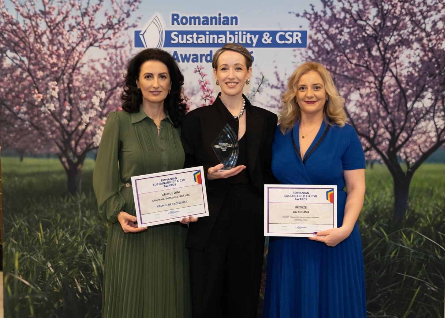 Campania Digi24 "Împreună fără ură" și proiectul "Pădurea Digi, fiecare copac, o schimbare", premiate la Gala Companiilor Sustenabile