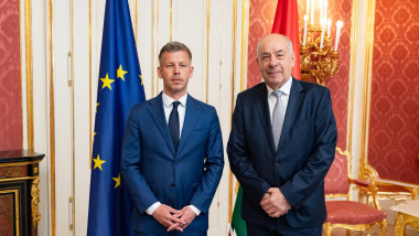 Peter Magyar, la întâlnirea cu președintele Tamas Sulyok. Foto Profimedia