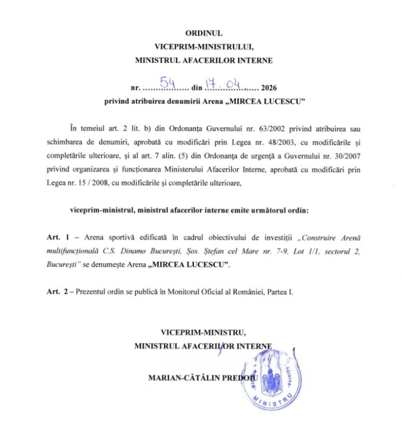 lucescu dinamo decizie MAI