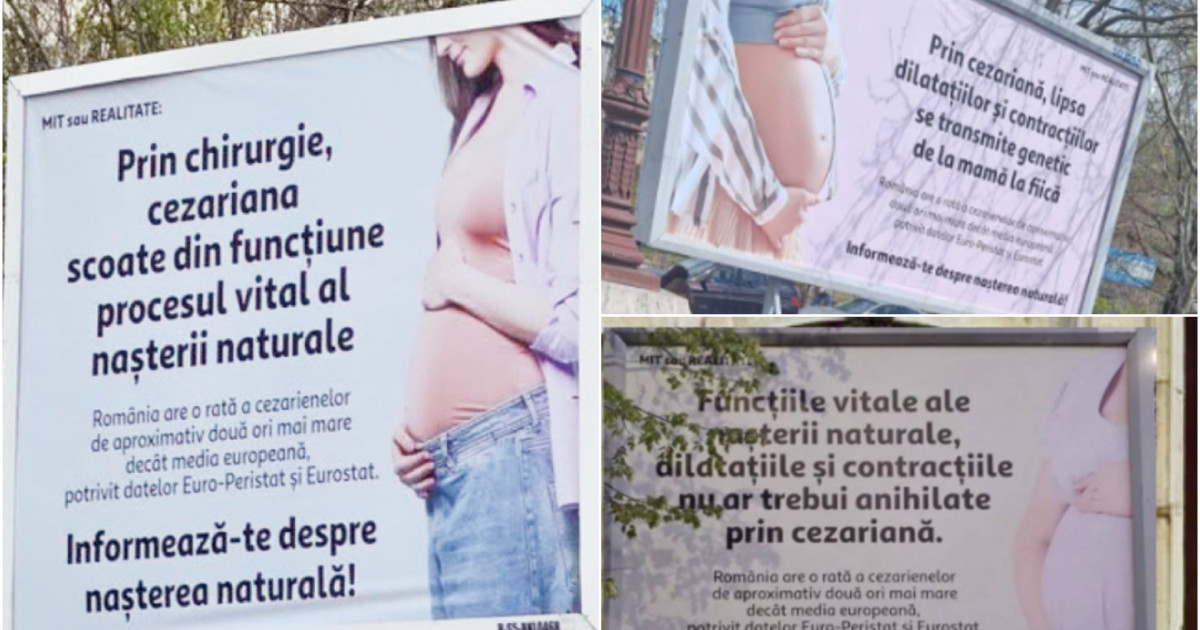 Colegiul Medicilor reacționează la apariția panourilor anti-cezariană din București: „Afirmațiile sunt lipsite de fundament științific”