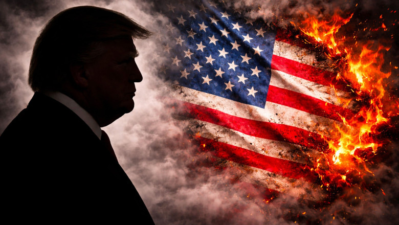trump razboi violenta drapel sua foc flacari