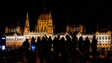 Parties Break Out In Budapest Streets After Opposition Win, Hungary - 13 Apr 2026
