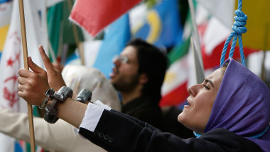 PMOI Supporters Rally Against Iranian Embassy