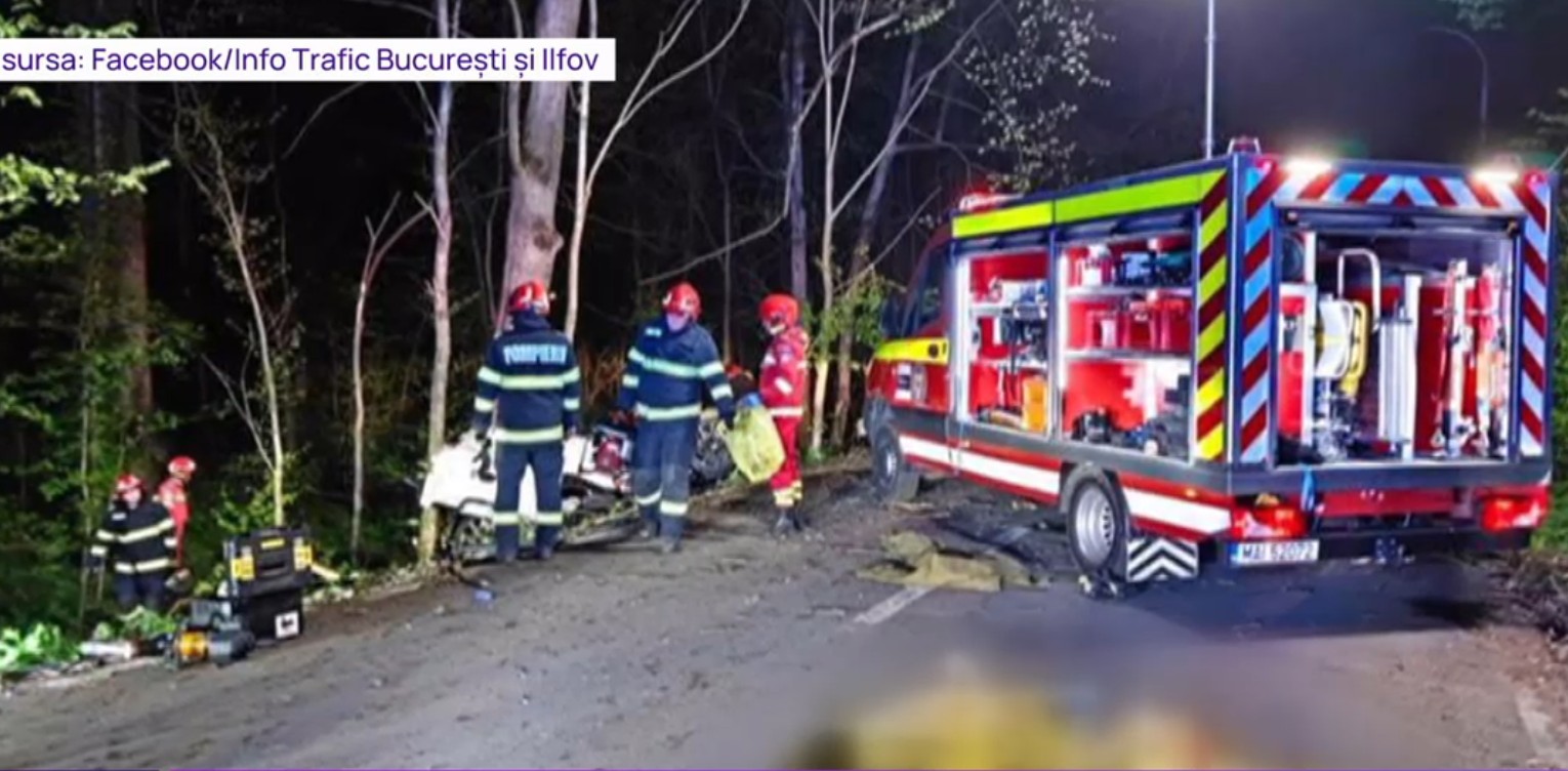 Doi tineri de 20 de ani au murit, după ce mașina în care se aflau s-a lovit de un copac și s-a răsturnat, în localitatea Ciolpani